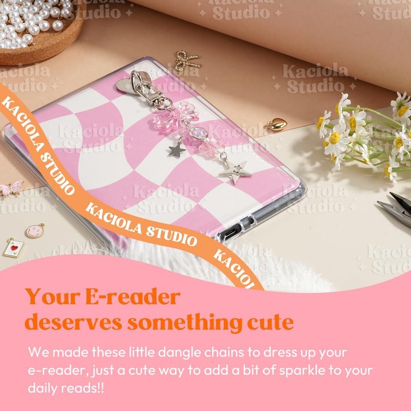 Kaciola Charm Chains for Kindle, Cute E-reader Phone Charm Bracelets Accessories Gift for Reader Booklovers Women Men, Charms Compatible for Kindle/E-Reader/Phone (B01-B07) - Image 2